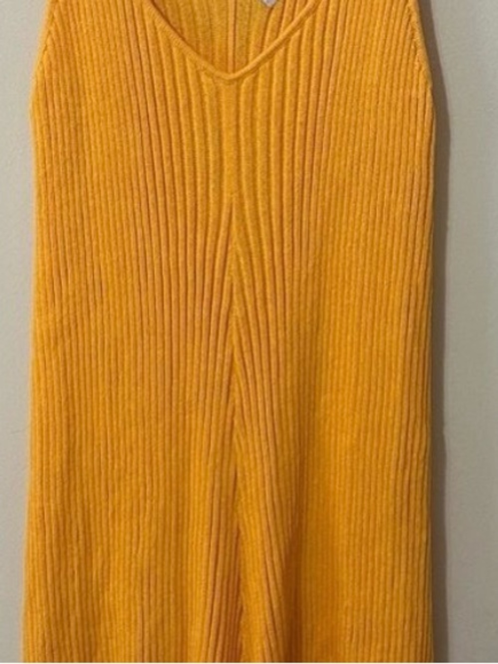 Yellow Ribbed V-Neck Romper - Picture 2 of 6